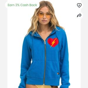 Blue Bolt Heart Zip Hoodie aviator nation